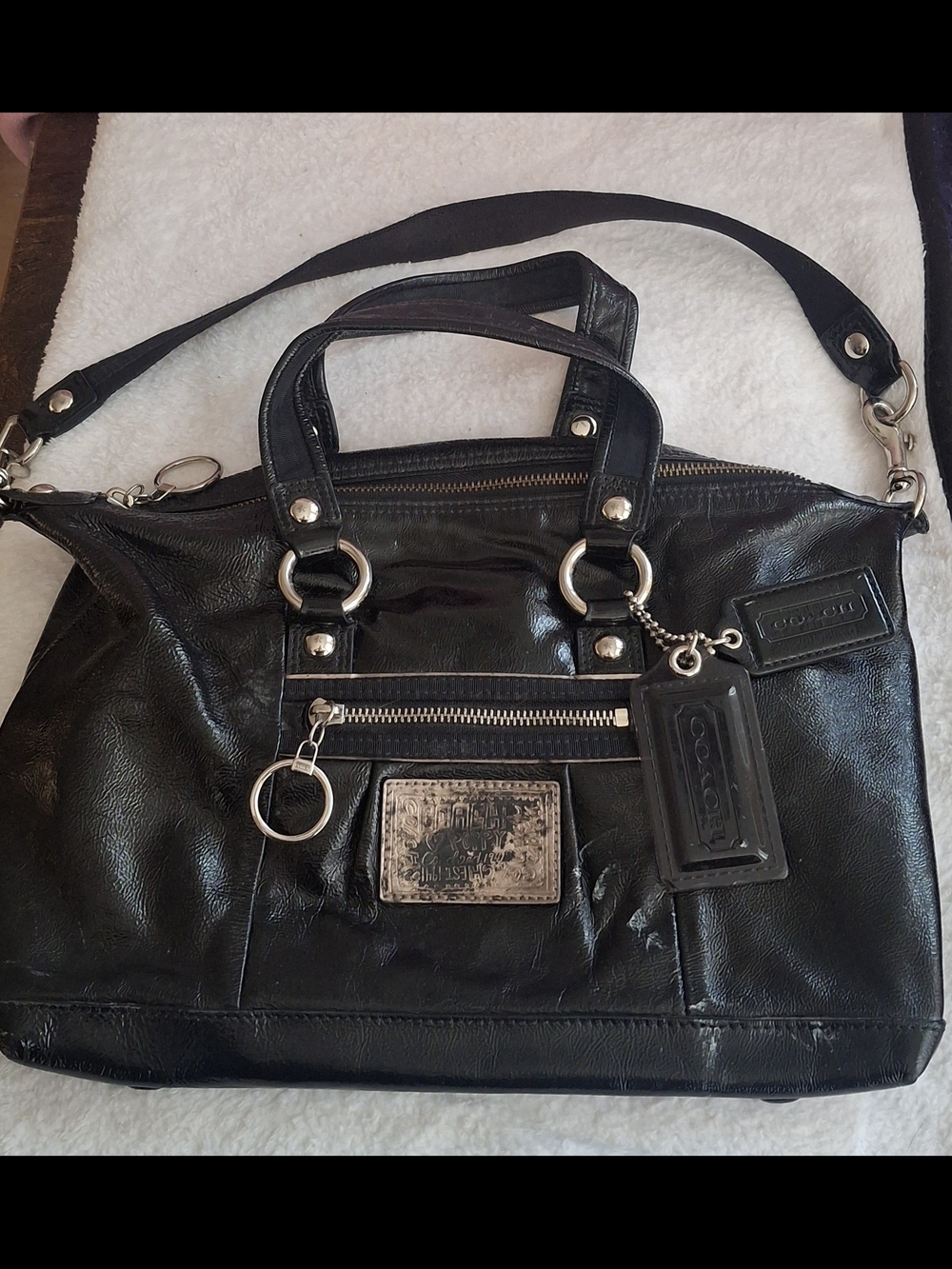 COACH 00s POPPY Y2K Mini Boston Satchel One Shoulder Black Used